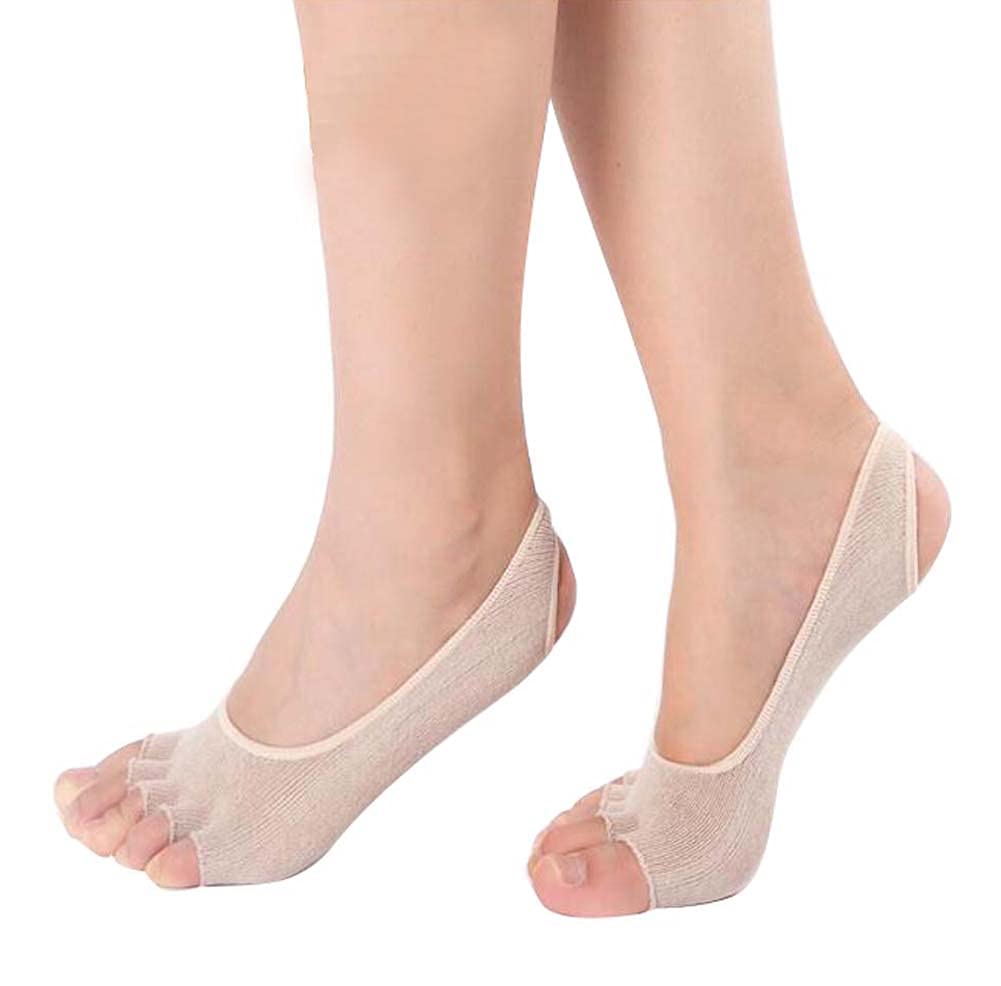 Fendawn Strive Lot de 2 paires de chaussettes à orteils invisibles en coton pour femme et fille