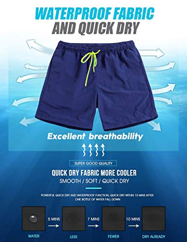 Mens Solid Color Swim Trunks Quick Dry Beach Shorts with Mesh Lining4