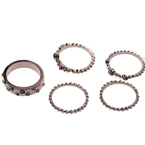 WM & MW 5 Pcs Women Rings, Fashion Bohemian Rose Gold Stackable Ring