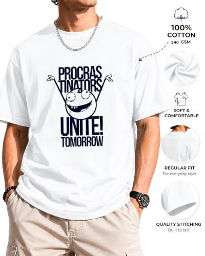 Image of Vastrio Unisex Procrastinators Unite Graphic Regular Fit Cotton T-Shirt