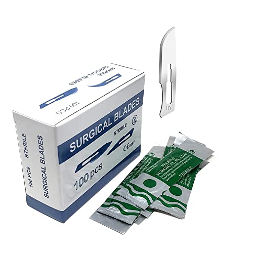 Box of 100 Scalpel Sterile Blades Carbon Steel Individually Foil Wrapped (Blade #10)