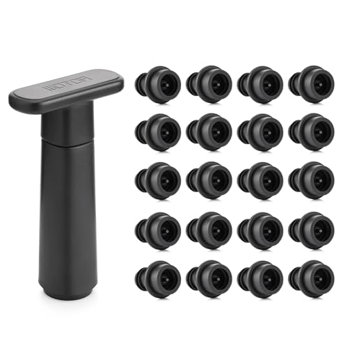Comparison: Best Wine Bottle Vacuum Stopper 8 WOTOR Wine Saver Vacuum Pump with 20 Stoppers, Wine Stopper & Preserver, Reusable Bottle Sealer Keeps Fresh, Ideal Accessories Gift (Flat Handle)
