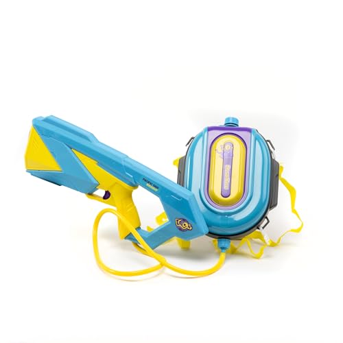 ODS Splashmatic Pacific 1900 - Mochila disparadora con batería con carga USB, pistola de agua de 48 cm, capacidad del depósito de 1900 ml, edad recomendada +6 años, color azul y amarillo, 42688