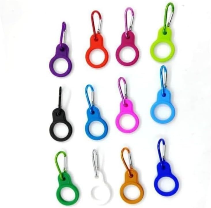 6 Pcs Silicone Water Bottle Buckle with Carabiner Clip Portable Secure Bottle Holder Water Bottle Hanging Rings Silicone Water Bottle Buckle Portable Hiking Camping Water Bottle Accessories
