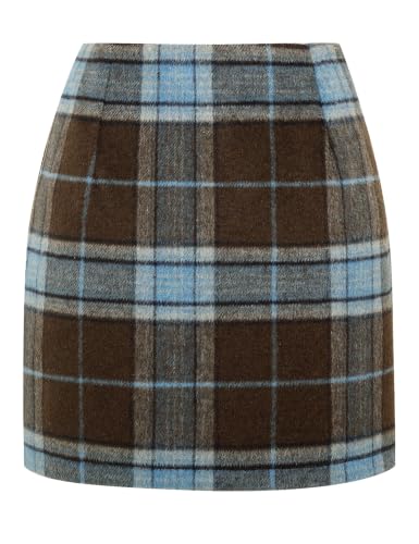 Image of IDEALSANXUN Womens High Waist Plaid Skirt Bodycon Pencil Wool Mini Skirts