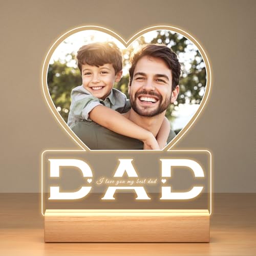 Jkolalin Personalized Fathers Day Gift for Dad from Daughter Son, Custom Picture Frames with Photo, Personalized Picture Frame, Customized Photo Frame, Birthday Gifts for Baby Dad Kid Family