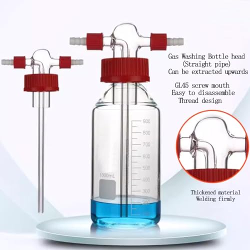 Bottiglia graduata per lavaggio a gas, in vetro borosilicato, per esperimenti di chimica, kit di vetreria da laboratorio durevole