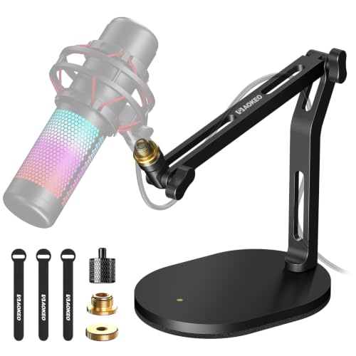 Aokeo Mic Stand,Desk Mount Desktop Microphone Arm with 3/8" to 5/8" Adapter,Compatible Blue Yeti,QuadCast,SoloCast,Shure SM7B,MV7X