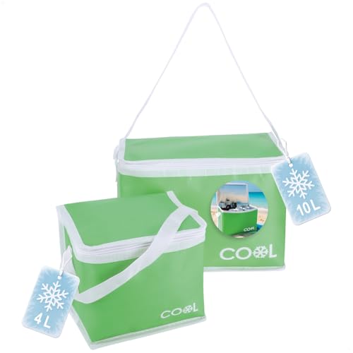 com-four® 2X Kühltasche 4 L / 10 L - Faltbare Thermo-Kühlbox - leichte Isoliertasche für Camping & Outdoor mit Schultergurt und Tragehenkel - Picknicktasche mit Reißverschluss (2-teilig - grün) com-four® 2X Kühltasche 4 L / 10 L - Faltbare Thermo-Kühlbox - leichte Isoliertasche für Camping & Outdoor mit Schultergurt und Tragehenkel - Picknicktasche mit Reißverschluss (2-teilig - grün)