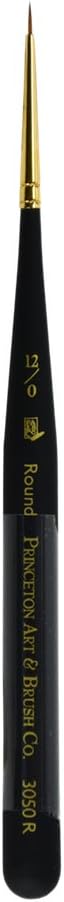 Princeton Mini-Detailer Round Brush, Synthetic, Short Handle, Size 12/0 inch, 1 Count