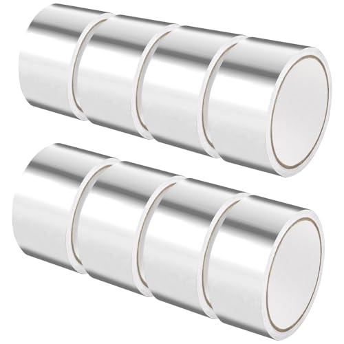 GBACHOOSE 8 Rolls Aluminium Foil Tape, 50mm x 10m Silver Self-Adhesive Insulation Tape, Heavy Duty Aluminium Tape for Insulating, HVAC Repair, Sealing Ducts, Pipework
