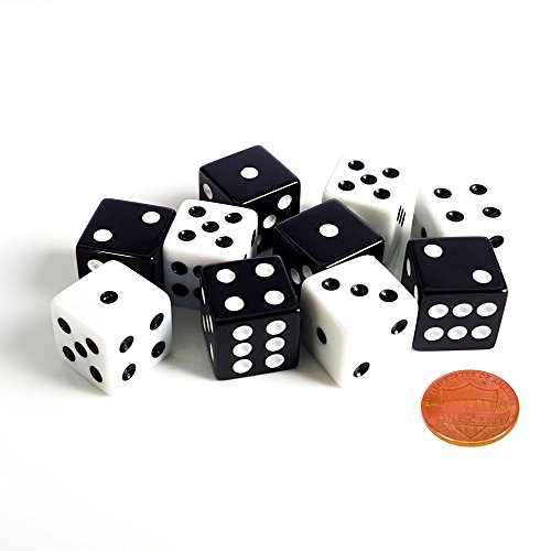 Gfday 14Pcs Gaming Six Sided D6 Black & White 16Mm Dice For Board Games Casino #TOP5