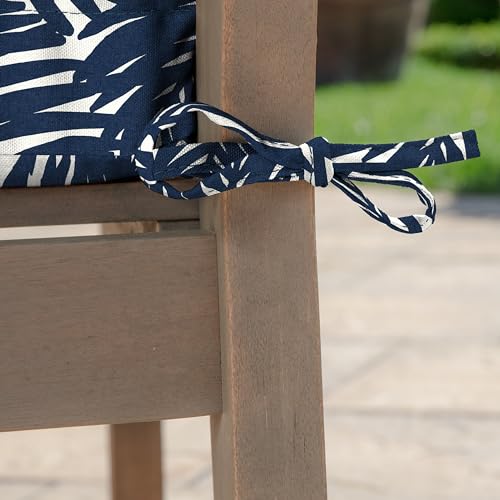 Image of Arden earthFIBER Outdoor Plush Wicker Chair Cushion, 2 Pack, 20 x 18, Rain-Proof, Fade Resistant, Tufted Cushion for Wicker, Adirondack, and Rocking Chairs Navy Blue King Palm