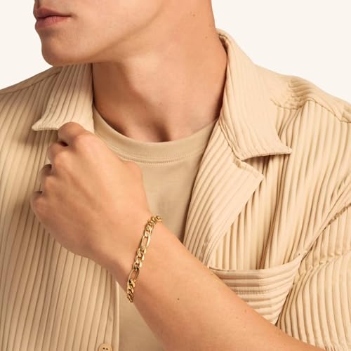 Pulsera Figaro de 7mm en Oro 14K para Mujer y Hombre miniatura 2