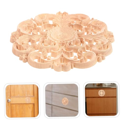 4 apliques de madera tallada redondos para decorar muebles sin pintar 8