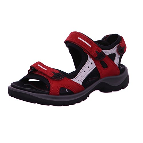 ECCO Women's Yucatan Sport Sandal, Chili Red/Concrete/Black Nubuck, 4-4.5