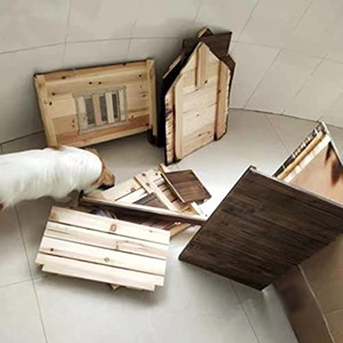 Cuccia per esterni in legno, carbonizzata, con base rimovibile, per animali domestici di piccola e grande taglia, ideale per uso interno ed esterno, 88 x 77 x 81 cm