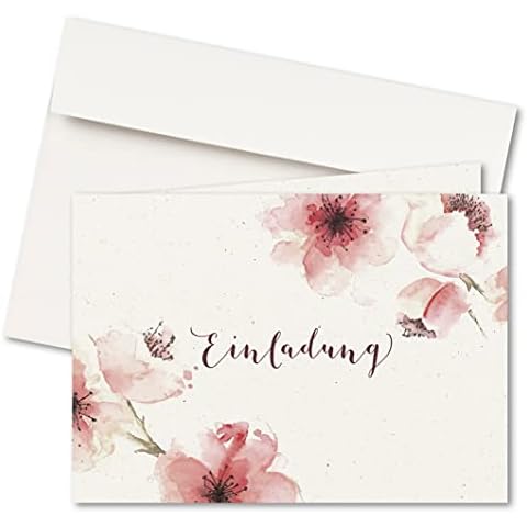 FRUITPRINTS I 20er Set Einladungskarten & Umschläge I Klappkarten I Format A6 I Motiv Kirschblüten I Hochzeit I Geburtstag I Jubiläum I FSC Mix 70% TSUD-COC-001718-SP Cover