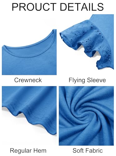 Image of Imily Bela Girls Ruffle Sleeve Shirts Crewneck Eyelet Tops 4-15 Years