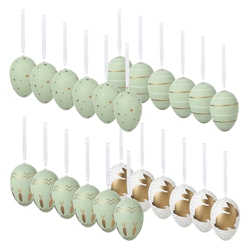 Nordstern Ostereier zum Aufhängen 24er Pack mit Motiv - Osterdeko, Frühlingsdeko für Innen und Außen - Bunte Plastikeier in 4 Motiven