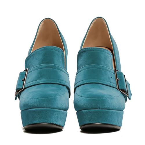 Image of SHODENSE Women Vintage Chunky Platform Loafers Pumps Tassel Round Closed Toe Slip On Suede Block High Heel Dress Loafer Shoes Buckle Strap Oxford Loafers Fringe Pump Dressy Chic Sexy Y2k 4-11 M US