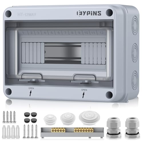 EYPINS Verteilerkasten Aufputz, Kleinverteiler 1-reihig 12 Module Schaltschrank IP65 Feuchtraum Sicherungskasten, Aufputzverteiler mit umlaufender Dichtung für Garten oder Außenbereichen