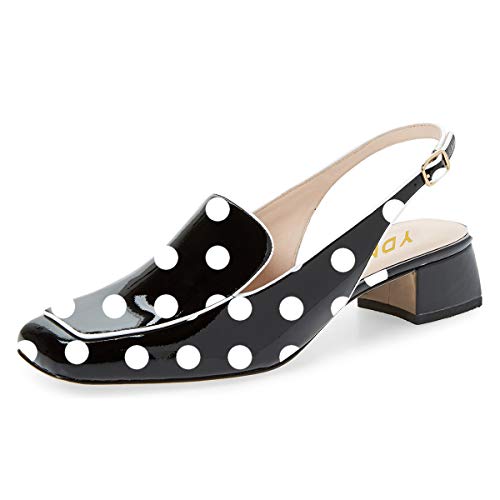 Image of YDN Women Closed Square Toe Block Low Heels Slingback Formal Loafer Dressy Shoes Office Lady Pump Size 4-15 US