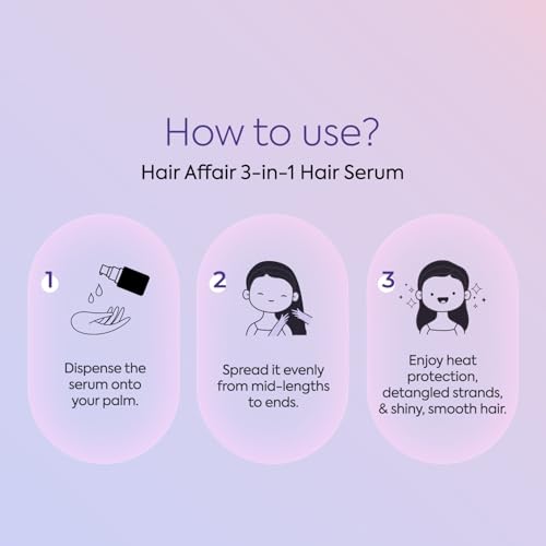 Image of Hair Affair 3-in-1 Hair Serum for Women & Men | Anti-Frizz, Heat Protection & Shine | With Ginseng, Rosemary & Almond Oil | Lightweight Non-Sticky Serum for Smooth & Sleek Hair | All Hair Types- 30 ml