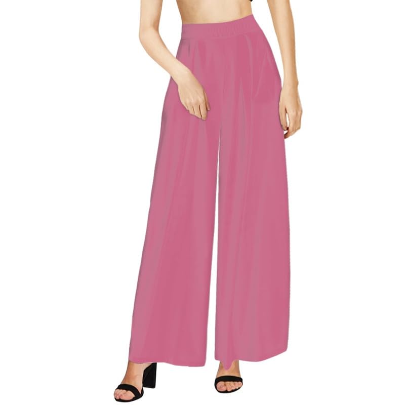 Irisjudy Womens Palazzo Lounge Pants Morandi Color Wide Leg Pants Business Work Trousers High Waisted Loose Palazzo Pants