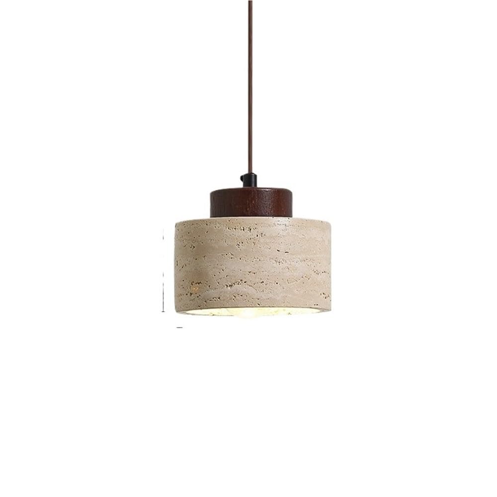 LYMSXAZOU Modern Nordic Travertine Stone Pendant Light Cylindrical Chandelier Hanging Lamp for Kitchen Dining Room Bedroom Hardwired Ceiling