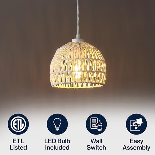 Image of JONATHAN Y Campana 1-Light Pendant Dome Ceiling Lamp, 8.25 inch, Cream