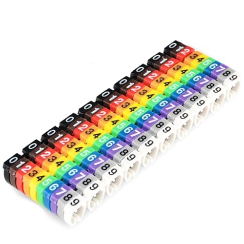 KJUUQBZL 100/150 Uds. Etiqueta de número de Marcador de Cable Tipo C Colorida for Cable de 2-7mm(100PCS-2.5 Square)