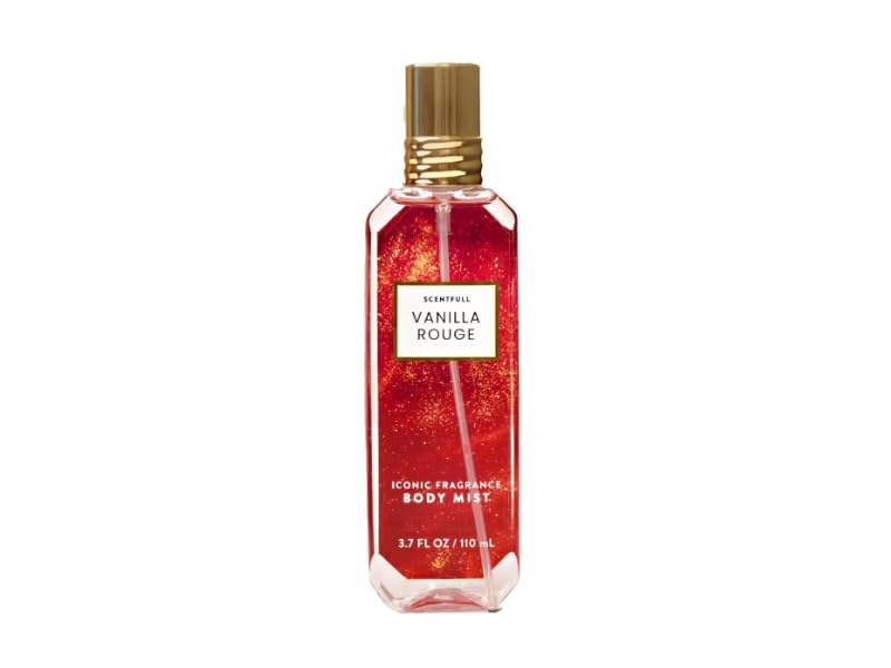 Scentfull Vanilla Rouge Iconic Fragrance Body Mist, Woody Spicy Scent with Jasmine, Amber and Warm Vanilla, 3.7 fl oz