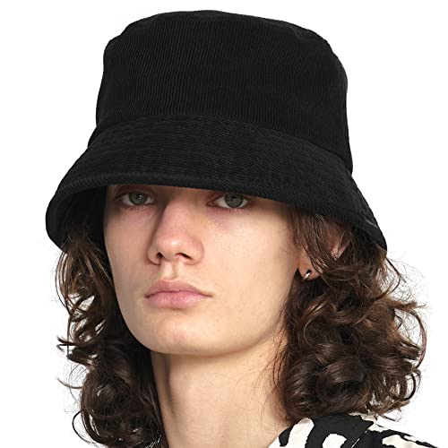 Chapeau bob décontracté en velours pour homme et femme look casual noir