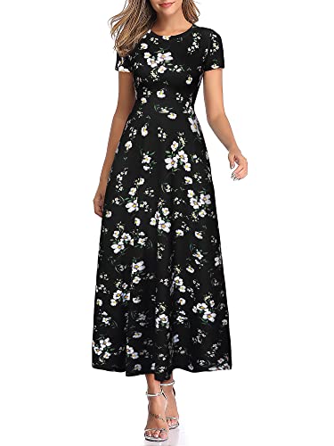 Image of ZABERRY Women's 2024 Short Sleeve Round Neck Casual Summer Flowy Maxi Spring Dresses with Pockets