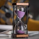 Reloj de arena cuadrado de madera inferior de vidrio 60 minutos temporizador de tiempo interesante adornos para el hogar Sandglass cocina hora metro oro arena reloj