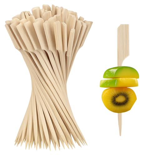 200 Pièces Brochette en Bois, Pic a Brochette Bâtonnets de Bambou, Brochettes en Bois 12 cm, Bâtons pour Grillade, Fêtes, Cocktail, Fruit, pour L'artisanat