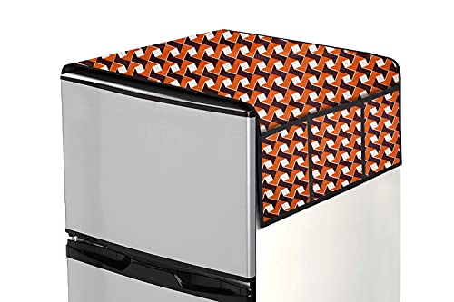 Image of Stylista Refridgerator top Cover Suitable for Samsung RR20C2412GS /NL, 183 Liter Fridge, Dimension (WXD) 65x111 CM, Frieze Pattern Orange