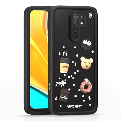 Image of Pikkme Back Cover for Redmi 9 Prime /Poco M2 | Cute Fun Cartoon 3D Bear Silicone Full Body Protection Bumper Case (Black)