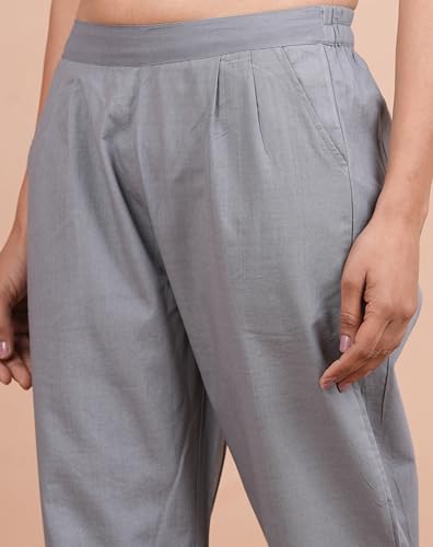 Image of Women's Cotton Ankle Fit Trouser Pants for Women & Girls | Women Regular Fit with Two Pocket Trouser for Office School Formal Casual Daily Use