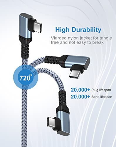 Eversame 2 Pack Usb C To Usb C 3.1 Gen 2 Cable 100W Right Angle Type C Video Output Cable Fast Charging Cable For Oculus Link, Macbook, Ipad Pro, Galaxy S22, Google Pixel(Grey-1.5Ft) #TOP4