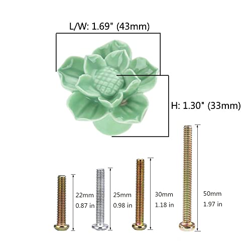 Marstree Green Flower Ceramic Drawer Cabinet Knobs And Pulls For Diy Home Furniture Cabinet Dresser Cupboard Bin Door Handles, Pack Of 6 #TOP1