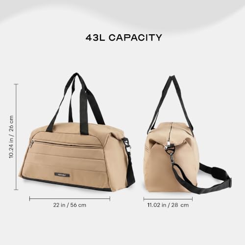 Image of Assembly Premium Weekender Duffle Bag with Attachable Shoulder Strap, Beige, 43 Liters