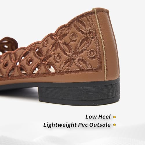 BABUDOG Womens Flats,Black and White Dress Flats with Flower Eyelets,Breathable Ballet Flats3