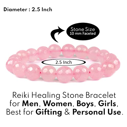 Image of Reiki Crystal Products Certified Natural Crystal Stone Diamond Cut /Faceted 10 mm Beads Bracelet for Men & Women | Reiki Charged Gemstone Jewellery | Multiple Stone Variants Available
