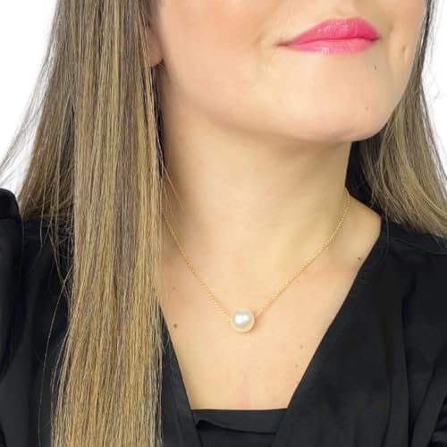 Colar Feminino Pérola Folheado A Ouro Pingente Pérola Corrente Dourada