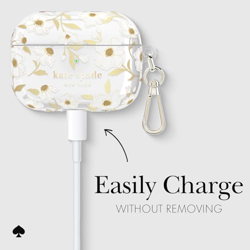 Image of kate spade new york AirPods Pro Protective Case with Keychain Ring - Sunshine Floral, Compatible with AirPods Pro 2nd / 1st Generation