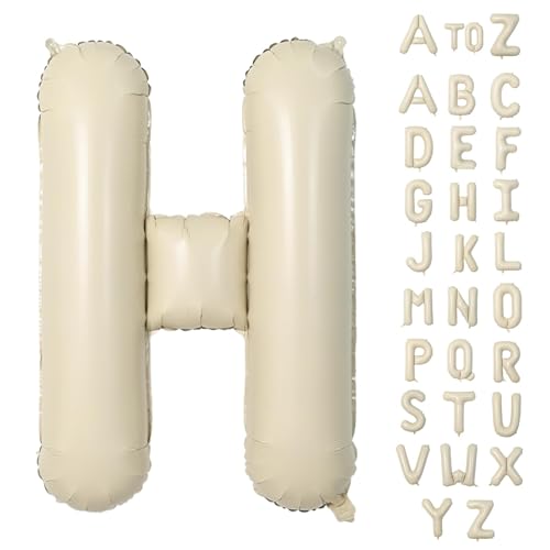 Lausatek アルファベット レター バルーン H 英語 文字 40インチ アルミ風船 大きい 組み合わせ 誕生日 バースデー 飾り付け イベント 記念日 パーティー 約90cm くすみホワイト