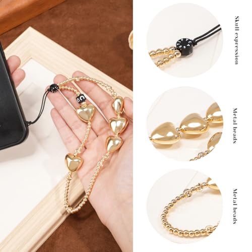 PHILOMENA Phone Charm Cute Wrist Strap Pearl Bracelet Wrist Strap, Hands-Free Phone Keychain Decoration for Purse Women (Gold) by PHILOMENA - Used condition - Image 4