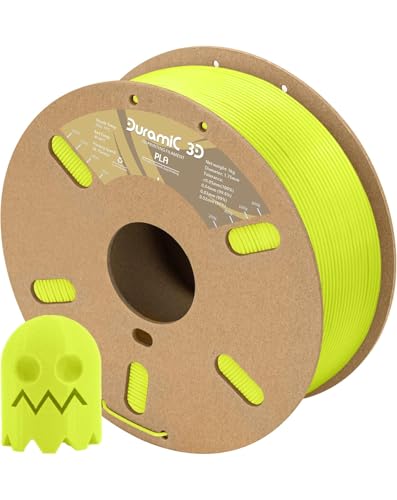 Image of DURAMIC 3D Matte PLA Filament 1.75mm Lime Yellow, 1kg Cardboard Spool Matte Finish 3D Printer Filament PLA 1.75mm Dimensional Accuracy 99% + /- 0.03 mm, Printing with FDM 3D Printer